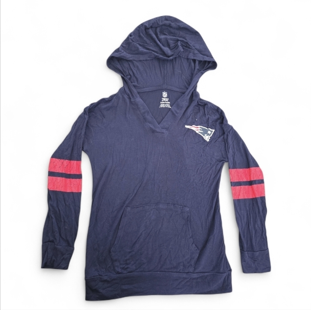 New England Patriots Kids Size 6/6X Navy Blue Long Sleeve with Hood & red strips